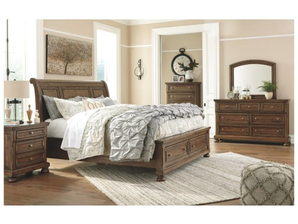 Flynnter Queen Sleigh Bed with 2 Storage Drawers - Image 3