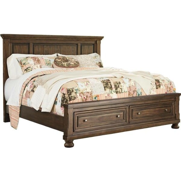 Flynnter Queen Panel Bed with 2 Storage Drawers Beds ashley furniture