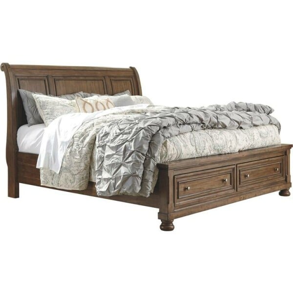 Flynnter Queen Sleigh Bed with 2 Storage Drawers Beds ashley furniture