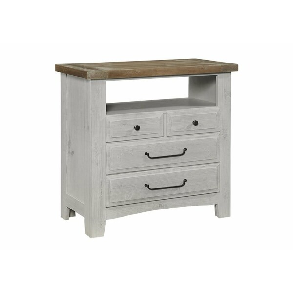 Sawmill Alabaster 2-Tone 4 Drawer Media Chest Entertainment Stands Vaughan Bassett