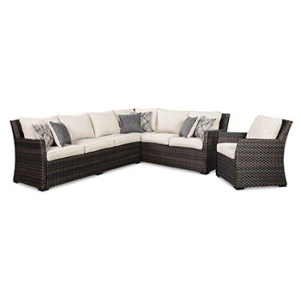 Easy Isle 3-Piece Sofa Sectional/Chair with Cushion Outdoor Sectionals ashley furniture
