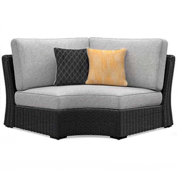 Beachcroft Outdoor Curved Corner Chair with Cushion Outdoor Sectionals ashley furniture