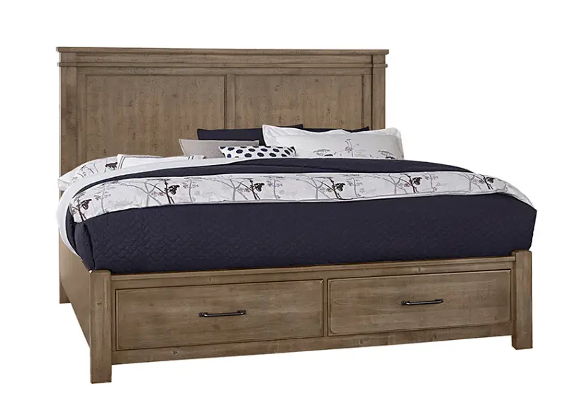 Cool Rustic Mansion Bed With Footboard Storage - 172-661/066B/602