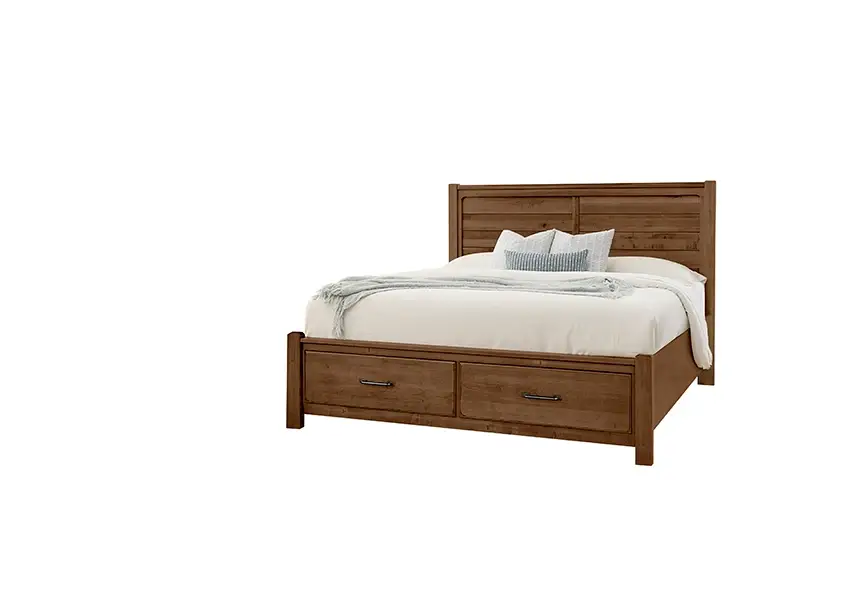 Cool Rustic Plank Bed With Footboard Storage in King - 174-668-066B-502-666