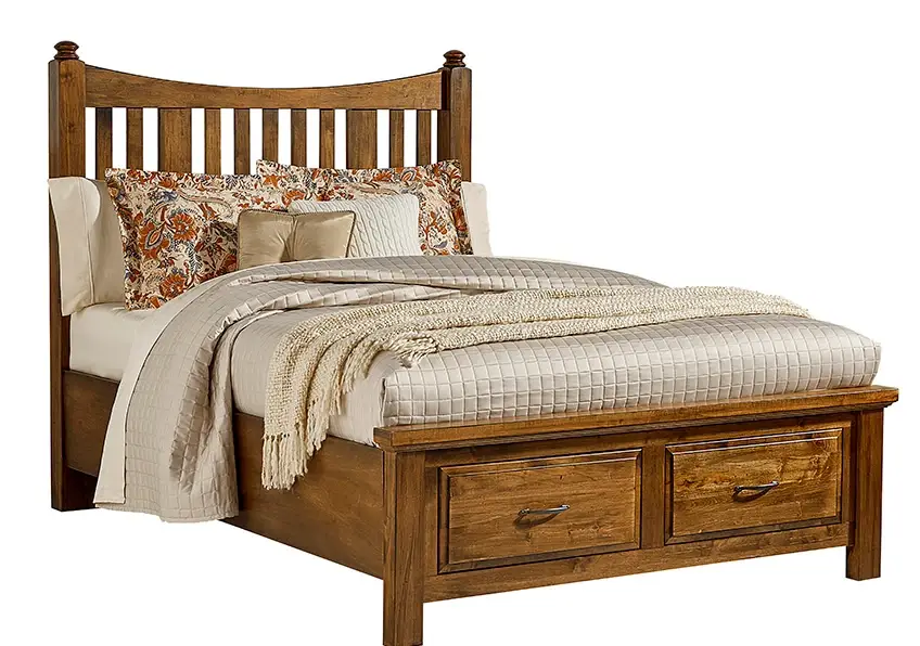 Maple Road Slat Poster Bed With Storage Footboard - 118-668/066B/502/666T