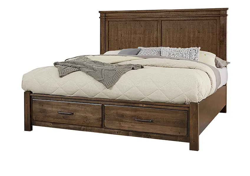 Cool Rustic Mansion Bed With Footboard Storage - 170-661/066B/502/666T