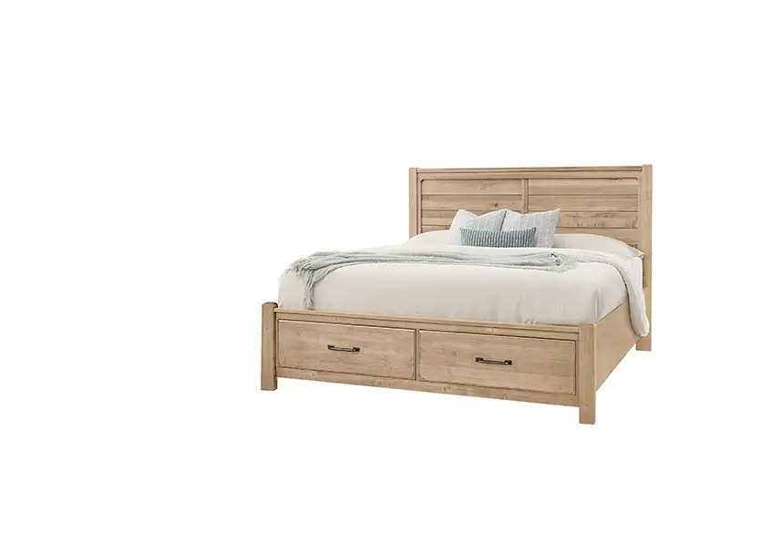 Cool Rustic Plank Bed With Footboard Storage in King - 176-668-066B-502-666