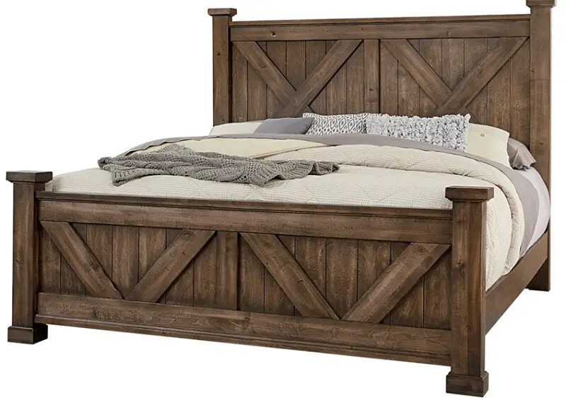 Cool Rustic X Bed With X Footboard - 170-667/766/933/MS2