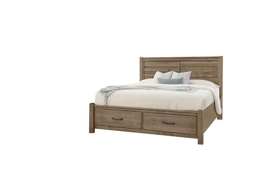 Cool Rustic Plank Bed With Footboard Storage in King - 172-668-066B-502-666